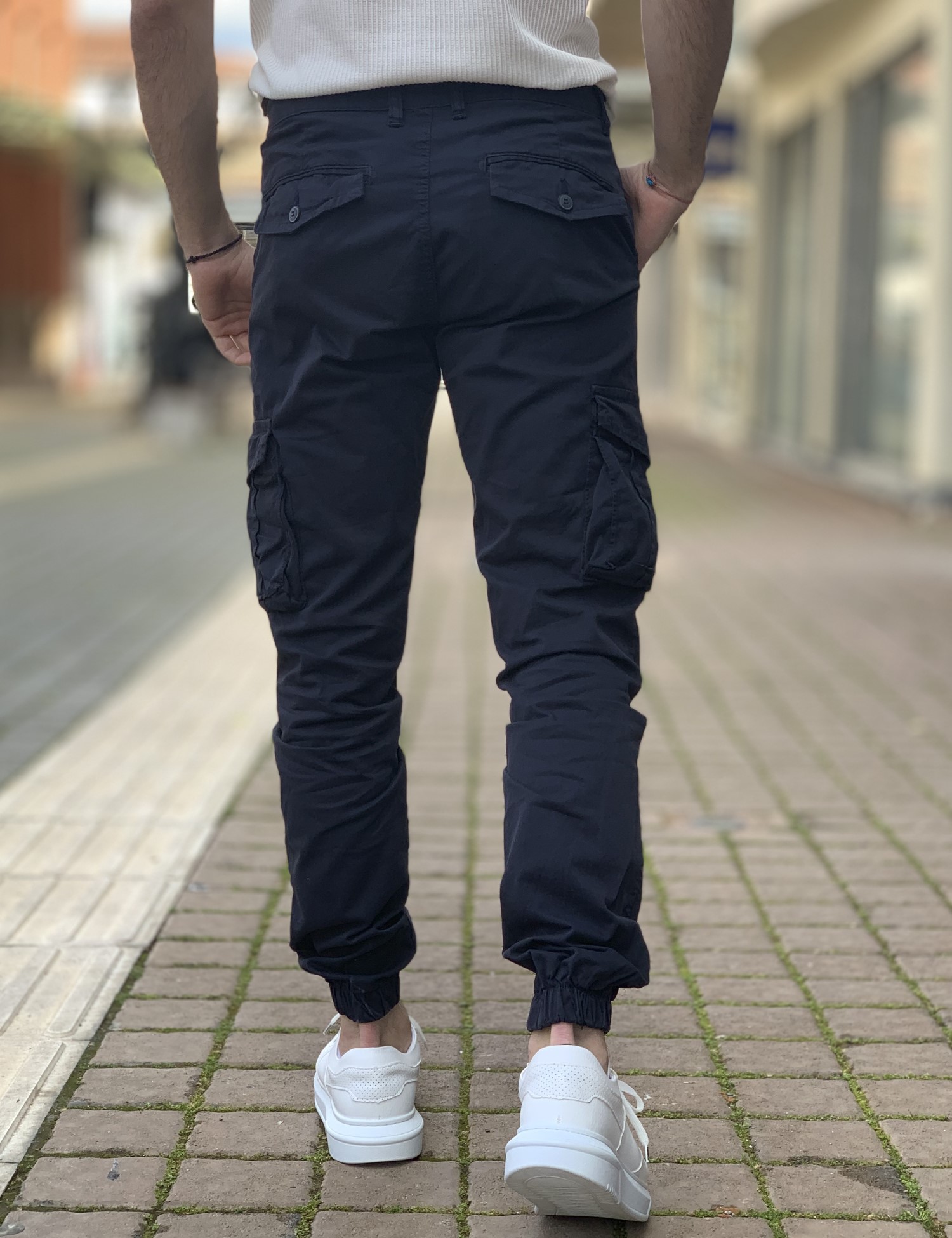 Ανδρικό μπλε υφασμάτινο cargo παντελόνι 210922 φωτογραφία